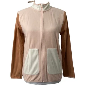 Girl's Large Fleece Jacket Joe Fresh Brown and Cream Long Sleeve - Picture 1 of 8