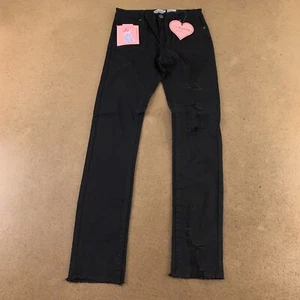 Heart & Lovely Girls Size 16 Black Stretch Denim Ripped Raw Hem Jeans NWT - Picture 1 of 5