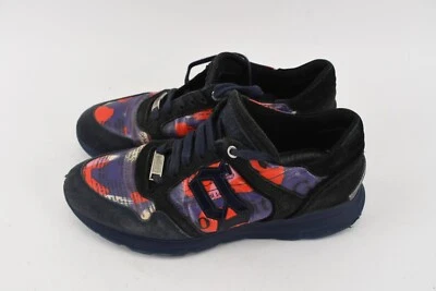 John Galliano Womens Paris Newspaper Blue Red Print Sneakers Size 7.5 38 - Image 1 of 4