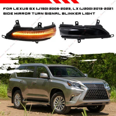 2X For 2010-2023 Lexus GX460 Smoked Sequential LED Side Mirror Turn Signal Light - Image 1 of 4