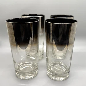 4 Vintage MCM Dorothy Thorpe Style Silver Fade Ombre Highball Tumbler Glasses - Picture 1 of 6