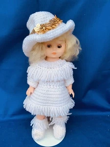 Vintage Dolly Parton Tammy Wynette DOLL Handmade Crochet OUTFIT Cowboy Hat ❤️m13 - Picture 1 of 9