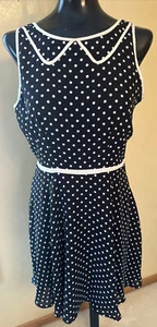 LC Lauren Conrad Size 10 Womens Black & White Sleeveless Polka Dot Dress Pin Up - Picture 1 of 5