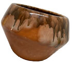 Vintage 1960s 1970s MORENO CERAMICS Burnt Orange/Brown Drip Glaze Planter Pot