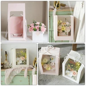 Gift Packaging Boxes Clear Window Portable Flower Bags with Liner Wedding - Picture 1 of 7