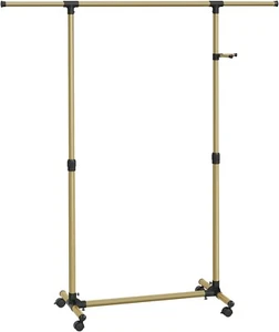 Heavy Duty Clothes Rail Wheels Clothing Rack with Extendable Top Rail Side Hooks - Picture 1 of 28