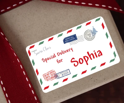 Christmas Special Delivery Personalised Stickers Gifts Presents Labels Santa