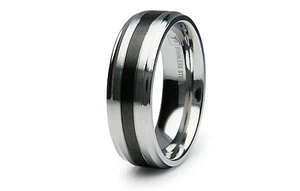 Stainless Steel Two Tone Mens Wedding Band Ring 7MM | FREE ENGRAVING - Picture 1 of 1