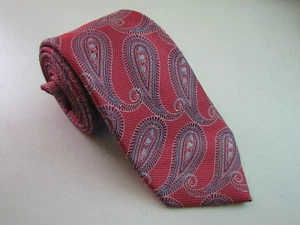 ENRO Silk Necktie Red Paisley Modern Style Mens Fashion Classic Handmade - Picture 1 of 6