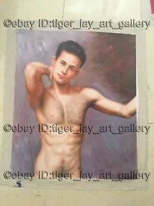 Gay Interest Nackter Mann nach dem Bad männliches Modell Muskel nackt sexy Glamour Malerei - Bild 1 von 1