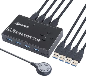 USB 3.0 Switch Für 4 Pcs, 4 in 4 Out USB Umschalter Die 4 Usb-Geräte Gemeinsam N - Bild 1 von 12