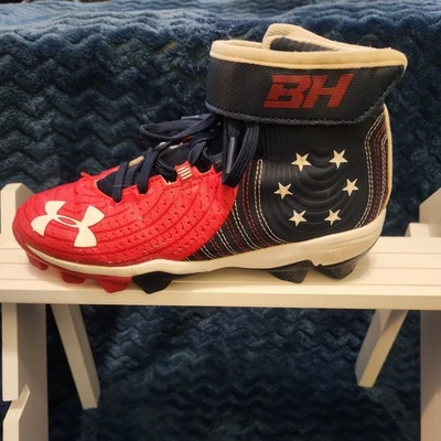 Under Armour Youth Cleats SZ 3Y Kids UA Bryce Harper July 4 Flag America  - Image 1 of 4