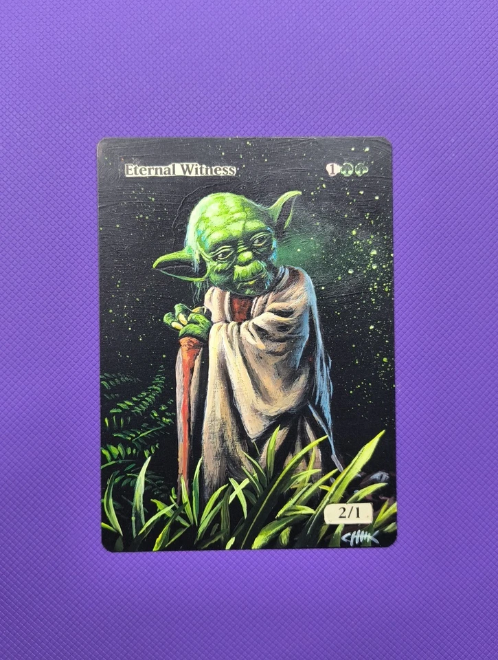 MTG Altered Art Eternal Witness Hand Painted Yoda Star Wars Magic The Gathering  - Image 1 of 2
