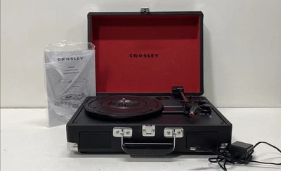 Crosley Black Portable Turntable CR8005G-BK With Power Adapter - Image 1 of 4