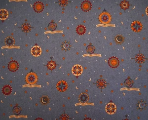 Cotton Fabric Short Yard Mariners Compass on Dusty Blue Nautical Debbie Mumm Vtg - Picture 1 of 2