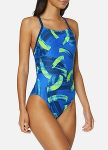 ADIDAS SWIM FITNESS PARLEY COMMIT ONE PIECE SWIMSUIT BLUE DQ3327 WOMEN UK32" S - Picture 1 of 14