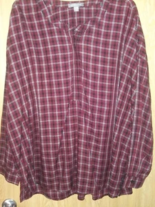 Women's Plus Ladies Red Blouse Buttoned Long Sleeve Tunic Plaid 2XL - Picture 1 of 7
