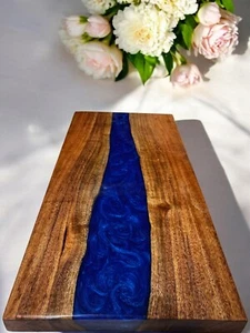 36"x24" Custom Made Blue Epoxy Resin Dining Table Top Handcrafted Countertop Dec - Picture 1 of 7