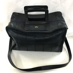 LONGCHAMP 2way Boston Shoulder Bag Leather Navy From Japan BNB - Picture 1 of 9