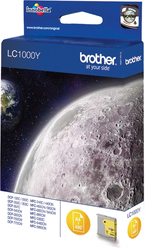 Brother LC1000Y cartouche d'encre authentique jaune (TVA incluse) - Photo 1/1