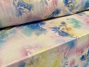 Soft Handle Jersey Fabric, Per Metre - Hawaiian Tie Dye Palm Trees Print - Picture 1 of 3
