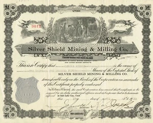USA SILVER SHIELD MINING & MILLING stock certificate/bond  - Picture 1 of 1