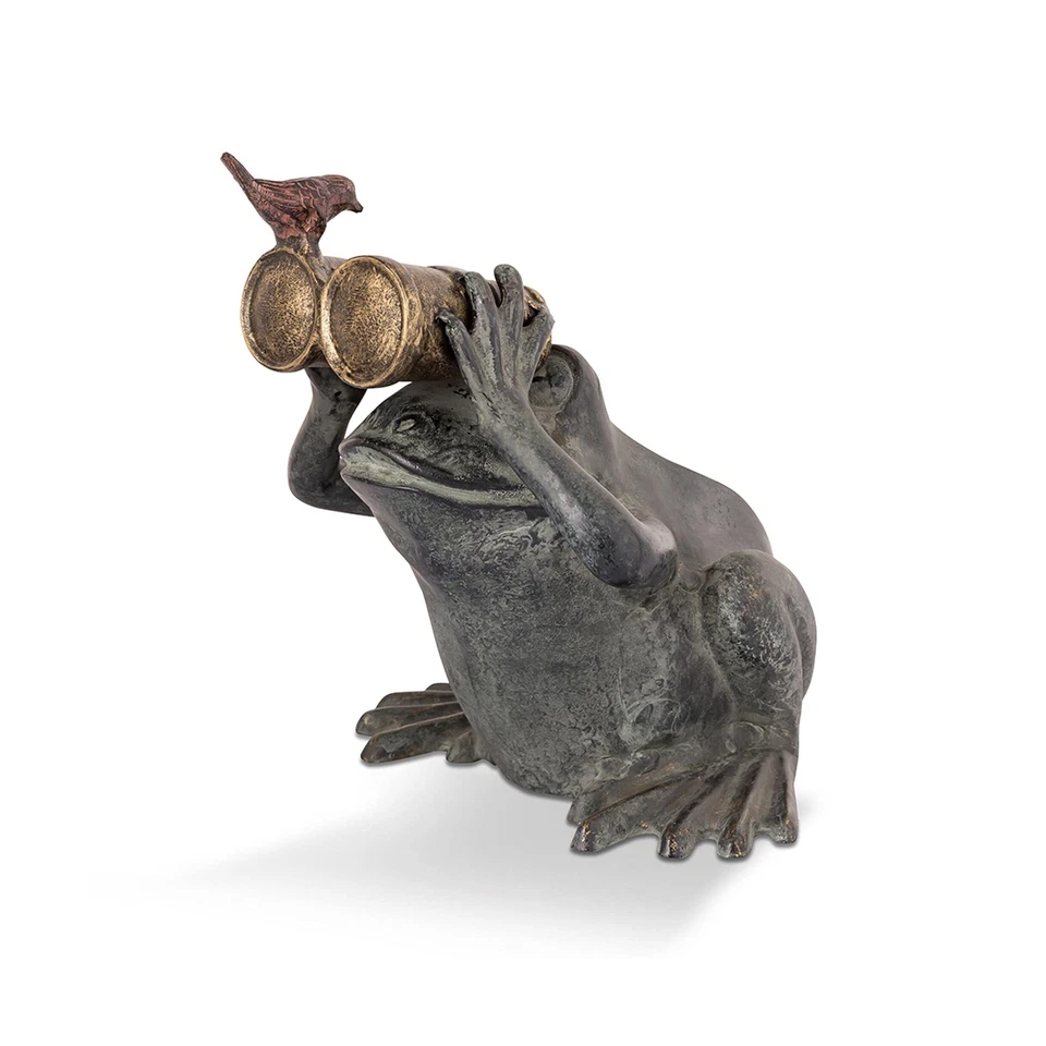 SPI Home Cast Aluminum Frog Spectator with Bird Garden Statue - Image 1 of 1