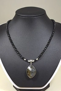 SPINELL LABRADORIT ANHÄNGER Kette Collier Classic Schmuck Edelstein Heilstein - Bild 1 von 4