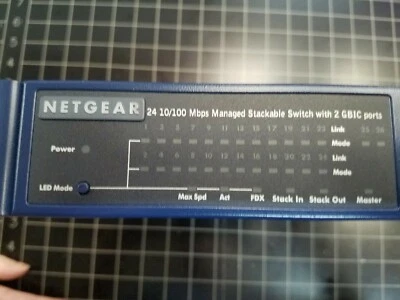 Netgear FSM726S 24 10/100 Mbps Managed Stackable Switch w/ 2 GBIC Ports - Image 1 of 4