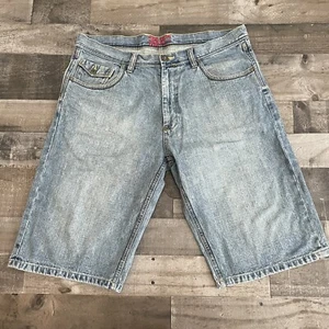 Vintage Pepe Jeans UK Denim Shorts 38 XX73 Baggy Wide Denim Grunge Skater - Picture 1 of 13