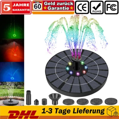 LED Solar Pumpe mit Akku Teich Brunnen Springbrunnen Fontäne Garten Wasserspiel - Bild 1 von 4