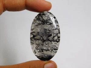 Increíble cabujón de cuarzo rutilo negro 100 % natural piedra preciosa suelta 91 quilates ME-4381 - Imagen 1 de 4