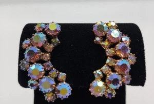 Vintage Ohrringe signiert weiß funkelnde Strasssteine 1,5 cm exquisit - Bild 1 von 10