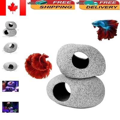 Modern Ceramic Fish Hideout Caves for Stress-Free Fish Environment - 2 PCS - Image 1 of 4