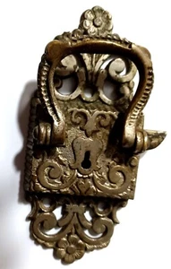 Antique Victorian Latch Lock - Patent 1897 - No Key - 5 5/8" x 2 3/8" - Picture 1 of 12