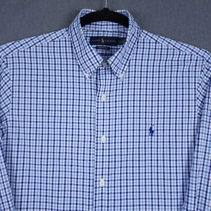Ralph Lauren Performance Hemd Herren Large blau kariert kariert Nylonmischung Stretch - Bild 1 von 9