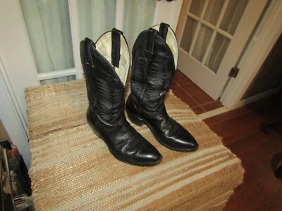 Botas vaqueras vaqueras de cuero negras Boulet para hombre talla 7 E Foto 1 de 4