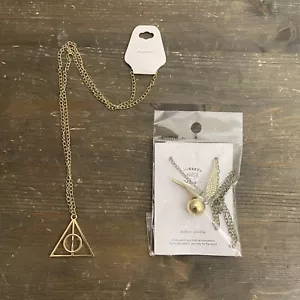 New Harry Potter Gold Color Chain Necklaces Golden Snitch The Deathly Hallows - Picture 1 of 3