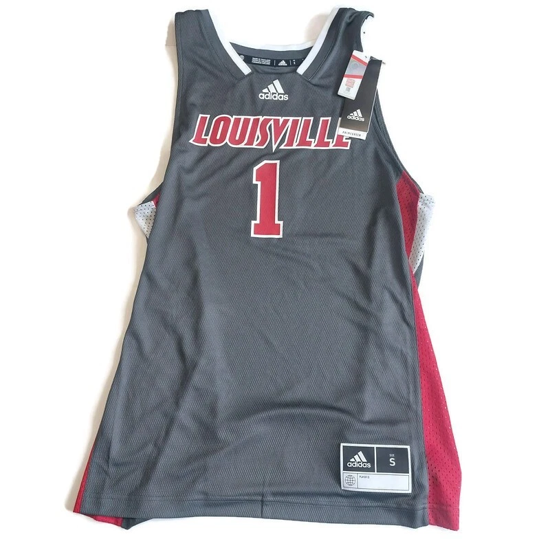 Adidas Team Mens Size S NCAA Louisville Cardinals Basketball Jersey #1 Dark Gray