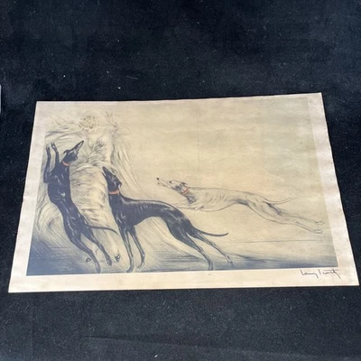 Impresión Art Deco Louis Icart de colección mujer y galgos perros (Curso II) Foto 1 de 4