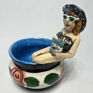 "Cuenco de salsa de cerámica Westland Funseekers Janice Joplin Chips 6""" - Imagen 1 de 8