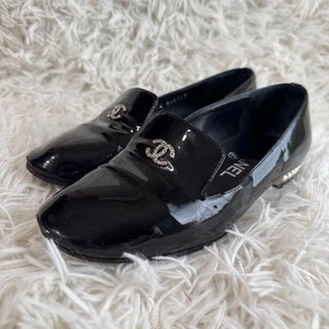 Chanel Opera Shoes Loafers Coco Mark Pearl Enamel Size 35 US About 5 For Women - Picture 1 of 9