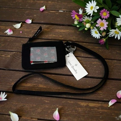 Vera Bradley Estuche de Identificación con Cremallera y Cordón Tarjetas Llavero Clásico Negro Microfibra NUEVO Foto 1 de 4