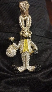 New Large Bugs Bunny Money Bag Rhinestone Pendant 3.75" x 1.75"  - Picture 1 of 5