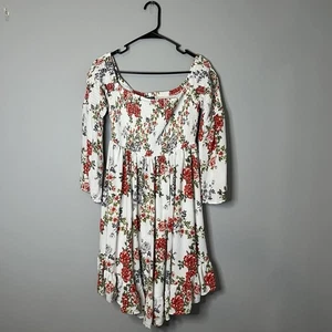 Torrid Floral Off the Shoulder Dress in Red and White - Picture 1 of 9