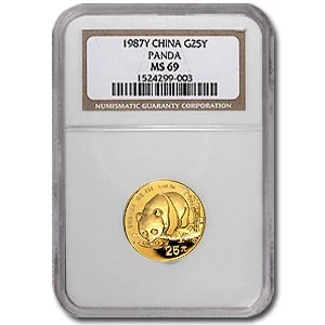 1987-Y China 1/4 oz Gold Panda MS-69 NGC - Image 1 of 3