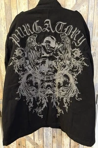 Blac Label Purgatory Urban Hip Hop Punk Goth Black Jacket Men's 4XL Embroidered - Picture 1 of 11