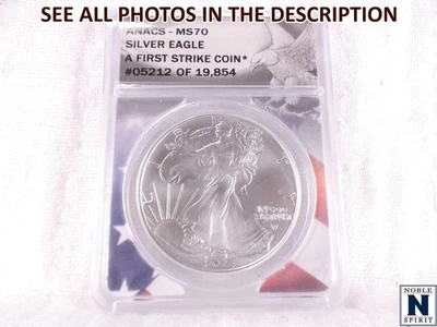 NobleSpirit (ME) 2024 Eagle Silver Dollar First Strike ANACS MS70 - Image 1 of 4