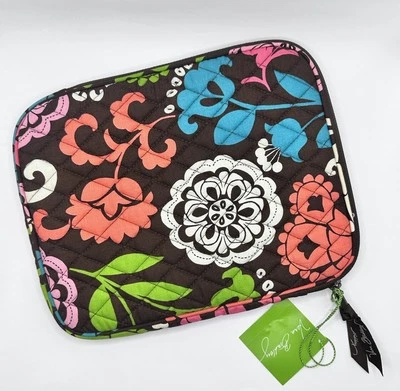 VERA BRADLEY Tablet E Reader Case Lola Pattern Brown Multi Zippered Quilted New - Image 1 of 4