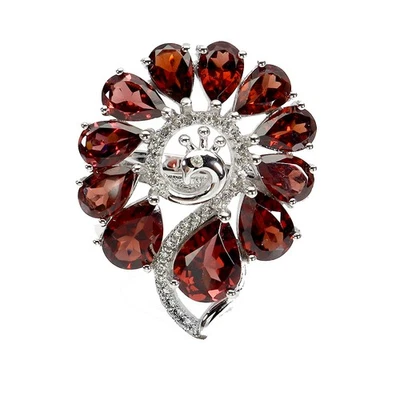 Anillo de plata de ley 925 pera granate topacio mozambique piedras preciosas joyería de pavo real Foto 1 de 4